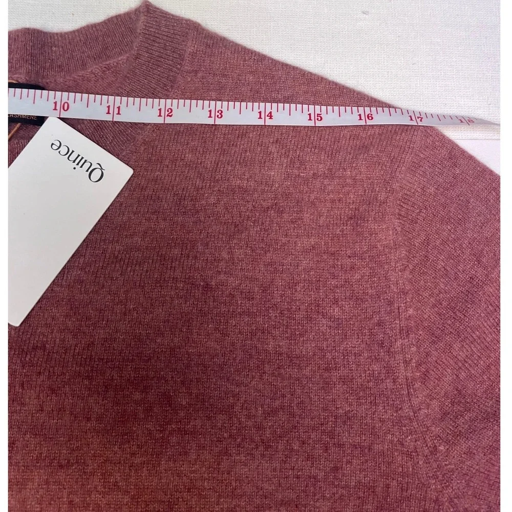 Quince Woman's 100% Mongolian Cashmere Crewneck Sweater 1X Heather Shaded Pink